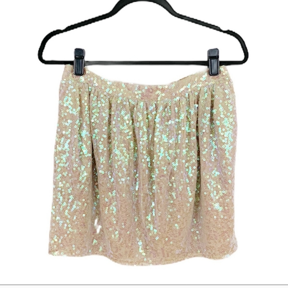 NWT BCBGeneration Nude Sequin Dirndl Skirt 6